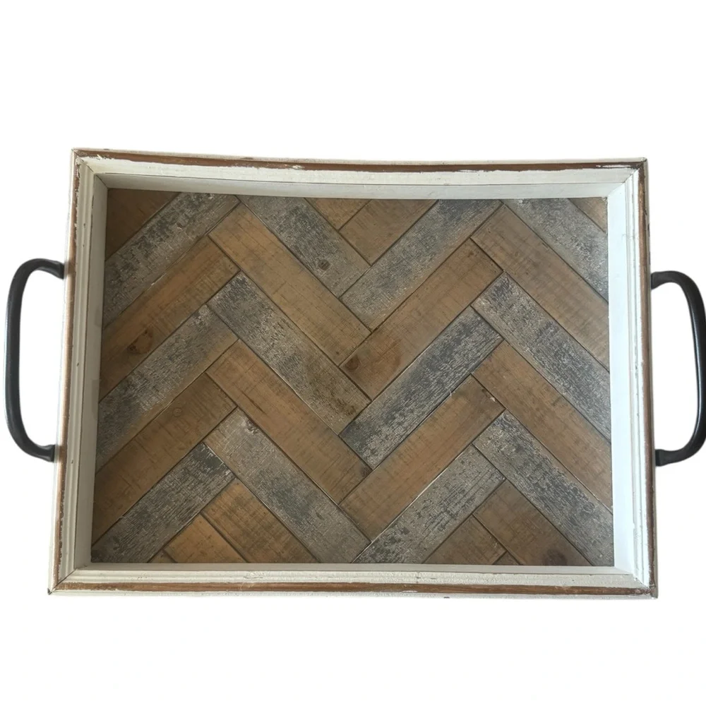 Patrina Wavy Wood Tray, 19-Inch